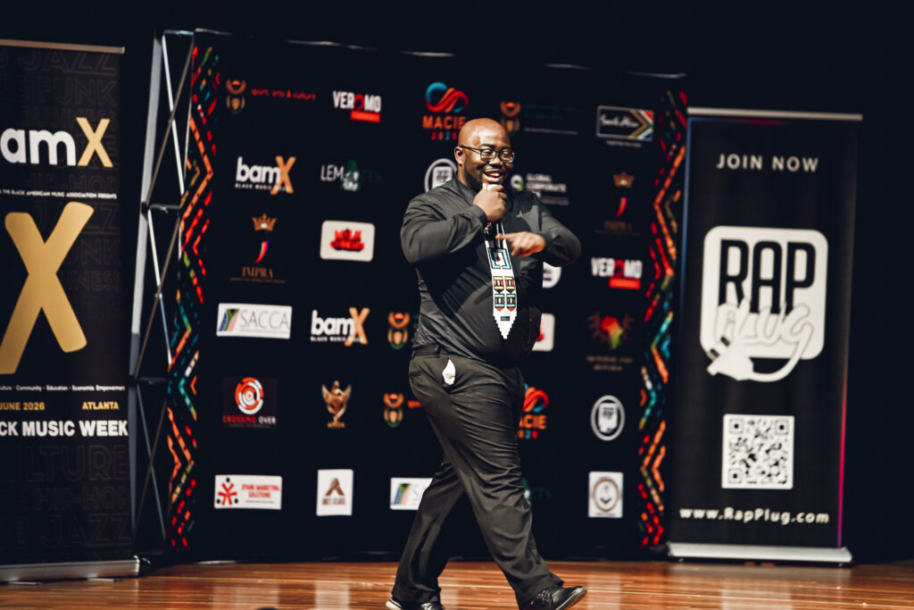 Thandwefika Tshabalala on stage at the Mzansi-Atlanta Creative Industry Expo